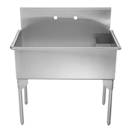 Whitehaus Brushed SS Large, Sgl Bowl Commerical Freestanding Utility Sink, SS WHLS3618-NP